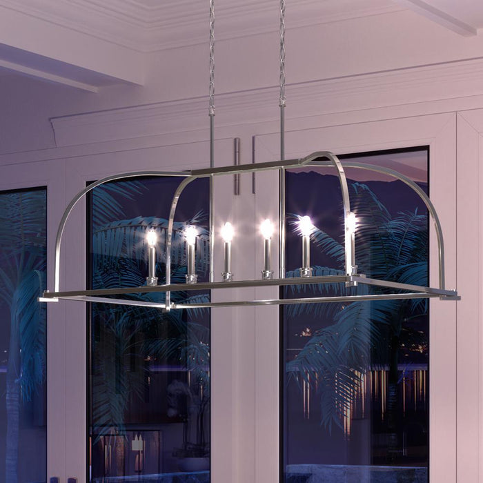 UHP3053 Colonial Chandelier, 14.125"H x 15.375"W, Polished Nickel Finish, Somerville Collection