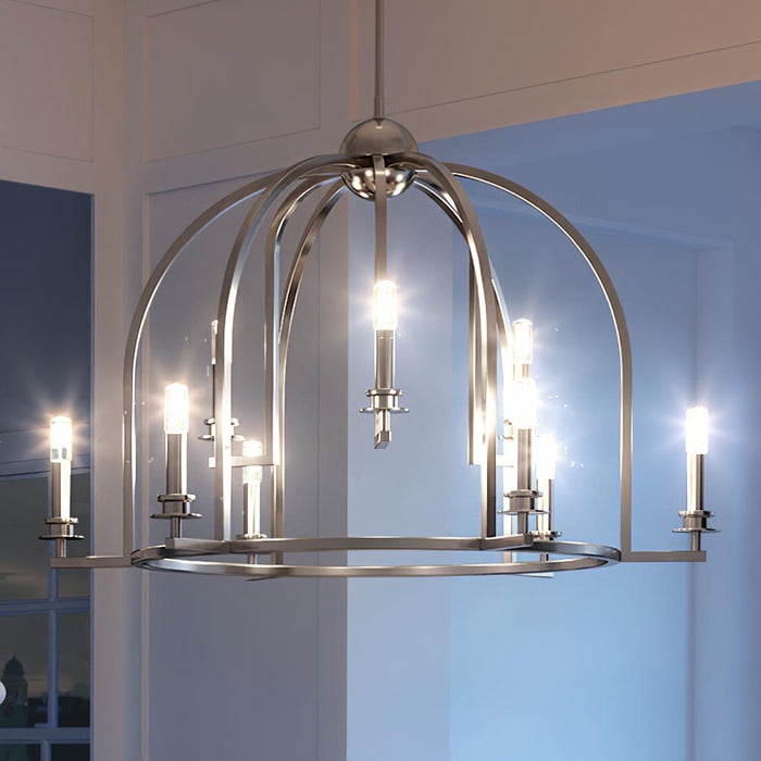 UHP3054 Colonial Chandelier, 20.875"H x 30"W, Polished Nickel Finish, Somerville Collection