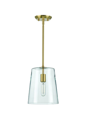 A beautiful UHP3070 Colonial Pendant Light from Urban Ambiance, with a Satin Gold Finish and a clear glass shade from the Tustin Collection.