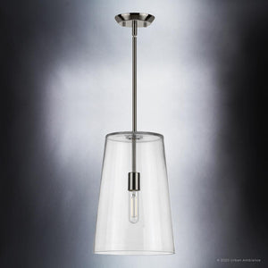 A beautiful UHP3081 Colonial Pendant Light with a clear glass shade.