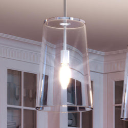 Two unique UHP3081 Colonial pendant lights hanging in a kitchen.