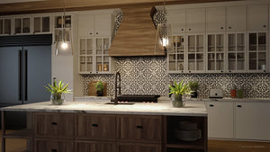 An image of a beautiful kitchen with the Urban Ambiance UHP3091 Colonial Pendant Light, 15.875