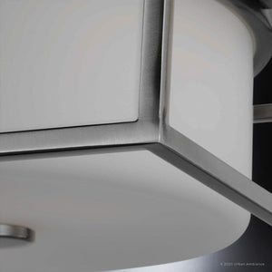 A beautiful close up image of a UHP3150 Minimalist Ceiling Light with a white glass shade, from the Kennewick Collection by Urban Ambiance.