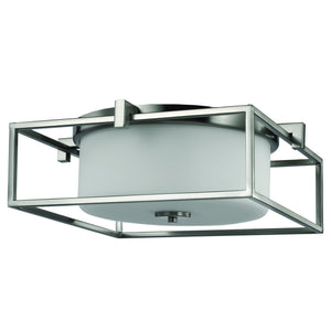 A UHP3150 Minimalist Ceiling Light from the Kennewick Collection by Urban Ambiance, with a unique square frame and frosted glass.