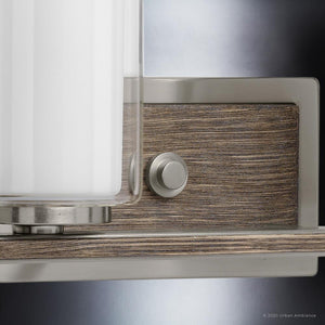 An Urban Ambiance bathroom light fixture from the Evanston Collection with a glass shade, UHP3170 Contemporary Bath Vanity Light, 7.625
