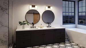 A beautiful bathroom with an Urban Ambiance UHP3170 Contemporary Bath Vanity Light, 7.625