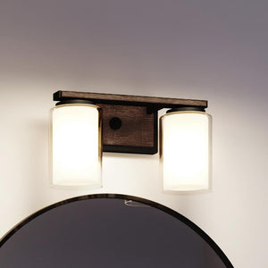 An Urban Ambiance bathroom vanity with the UHP3171 Contemporary gorgeous Bath Vanity Lighting fixture and a mirror.