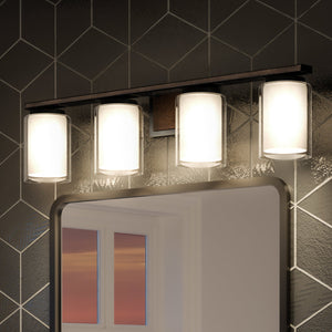 A beautiful bathroom with an Urban Ambiance UHP3191 Contemporary Bath Vanity Light, 7.75