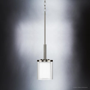 A gorgeous pendant lighting fixture with a glass shade from the Evanston Collection.