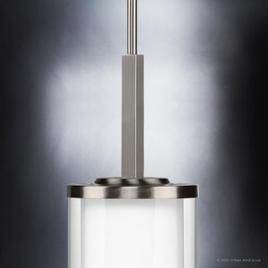 A unique UHP3200 Contemporary Pendant Light with a white glass shade from the Urban Ambiance brand.