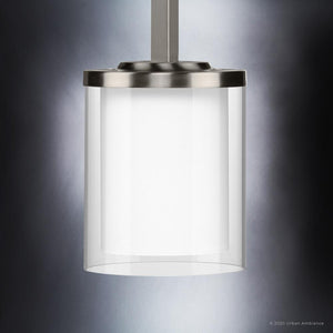 A beautiful pendant light from the Evanston Collection by Urban Ambiance with a clear glass shade.