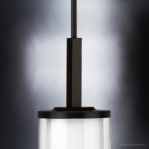 A unique and gorgeous pendant lamp from the Evanston Collection with a white glass shade.