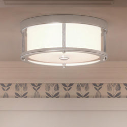 A unique UHP3210 Contemporary Ceiling Light, 5.25"H x 13"W, Brushed Nickel Finish from the Evanston Collection by Urban Ambiance in a room with gorgeous