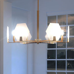 A gorgeous Urban Ambiance UHP3241 Cosmopolitan Chandelier, 14"H x 26.875"W, in a living room from the Appleton Collection.