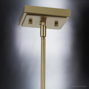 A beautiful UHP3252 Minimalist Pendant lighting fixture from the Canton Collection by Urban Ambiance, featuring a luxurious brushed bronze finish, on a dark background.