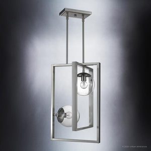 A UHP3260 Minimalist Pendant Light with a glass shade and metal frame, 20.5