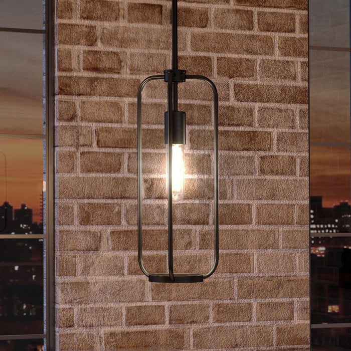 UHP3271 Urban Loft Pendant Light, 14.875"H x 7"W, Midnight Black Finish, Loveland Collection