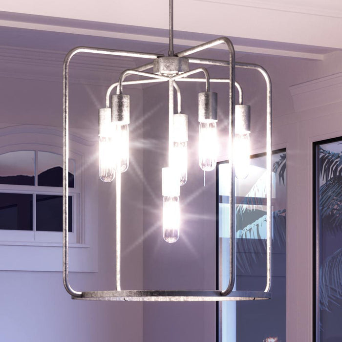 UHP3290 Urban Loft Pendant Light, 23.125"H x 22"W, Galvanized Steel Finish, Loveland Collection