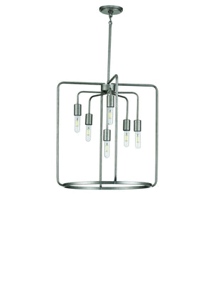 A beautiful Urban Ambiance lamp, the UHP3290 Urban Loft Pendant Light, combines luxury with a galvanized steel finish in the Loveland Collection chandelier.