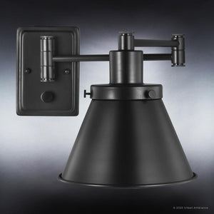 A UHP3311 Traditional Wall Lamp with a black shade.