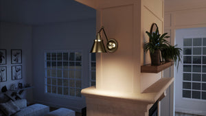 An image of a living room with the beautiful Urban Ambiance UHP3322 Traditional Wall Light, 14.375