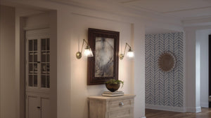 A hallway with a unique Urban Ambiance UHP3332 Traditional Wall Light, 14.375