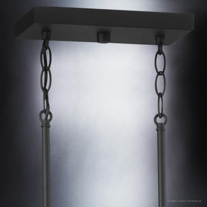 A luxury lighting fixture, the UHP3361 Modern Farmhouse Chandelier from the Southfield Collection by Urban Ambiance, features a chain hanging pendant light with a Midnight Black Finish.