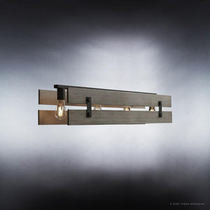 Midnight Black Finish farmhouse chandelier from Urban Ambiance with three lights.
