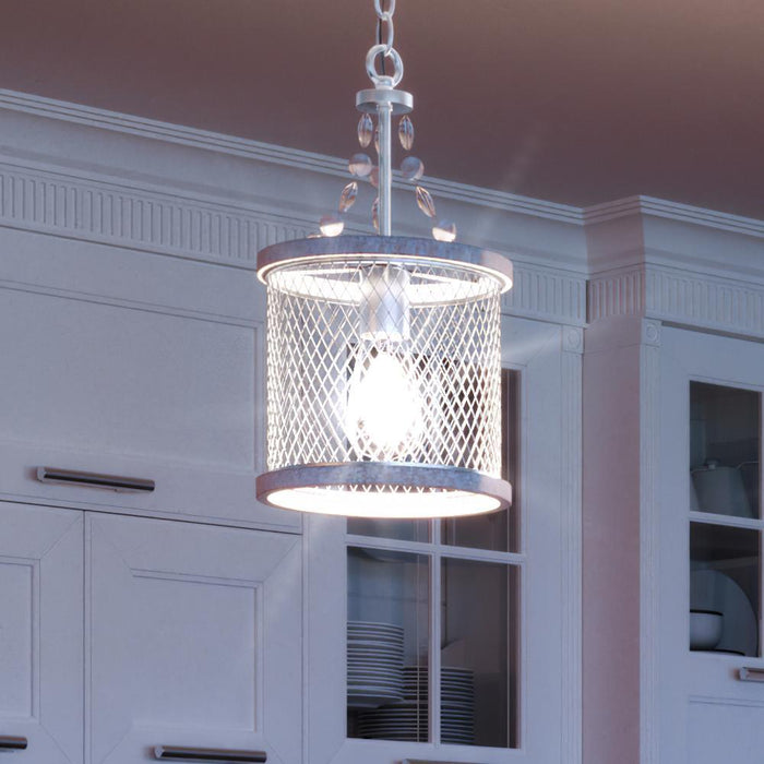 UHP3380 Provincial Pendant Light, 15.625"H x 8.5"W, Galvanized Steel Finish, Layton Collection