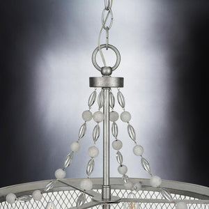 An Urban Ambiance UHP3400 Provincial Chandelier, a beautiful lighting fixture with white beads hanging from it.
