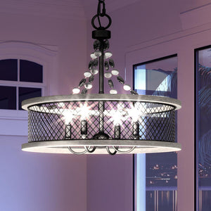 A beautiful Provincial Chandelier, 17.125"H x 18"W, Olde Bronze Finish, Layton Collection in a living room.