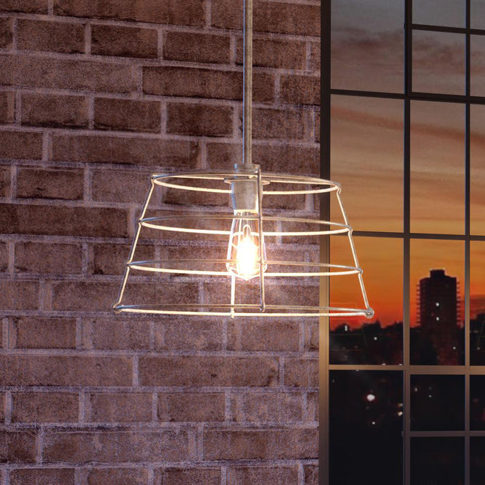 UHP3430 Urban Loft Pendant Light, 10.875"H x 16.375"W, Galvanized Steel Finish, Franklin Collection