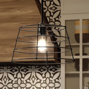 A beautiful pendant light hanging over a kitchen counter.