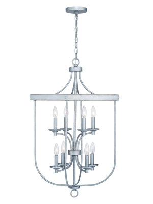 A unique and beautiful Urban Ambiance UHP3450 French Country Chandelier with a metal frame and glass lights.