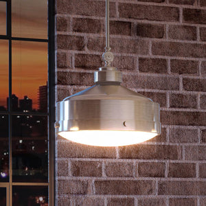 A luxurious UHP3570 Urban Loft Pendant Light, 13.375"H x 14.75"W, hanging over a gorgeous brick wall.