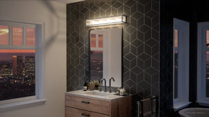 A luxury Bismarck Collection bathroom with a gorgeous view of the city.
