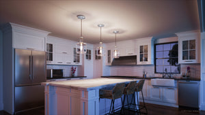 A beautiful lighting fixture, the UHP3710 Industrial Chic Pendant Light from the Eagan Collection by Urban Ambiance, is rendered in 3D.