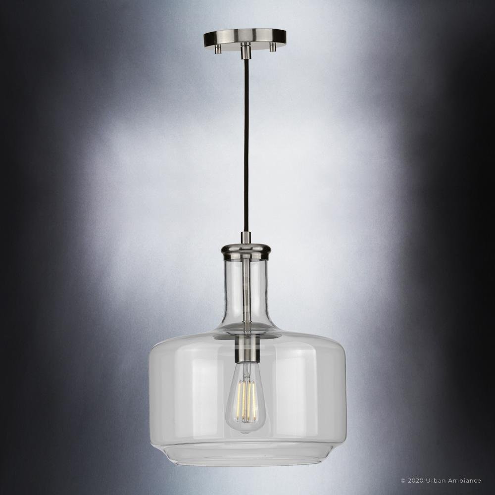 UHP3720 Luxe Industrial Pendant Light 14 H x 12.25 W Brushed Nickel Finish Eagan Collection