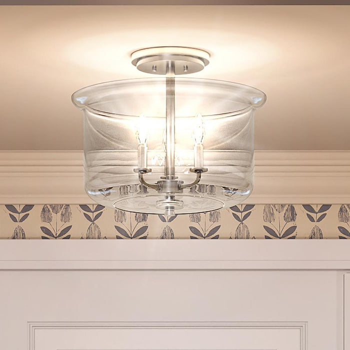 UHP3730 French Country Ceiling Light, 11.875"H x 13.75"W, Brushed Nickel Finish, Missoula Collection