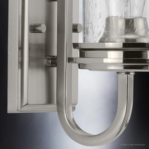 A gorgeous UHP3740 French Country Bath Vanity Light with a unique glass shade from Urban Ambiance, 9.5