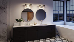 A bathroom with a beautiful Urban Ambiance UHP3750 French Country Bath Vanity Light, 7.25