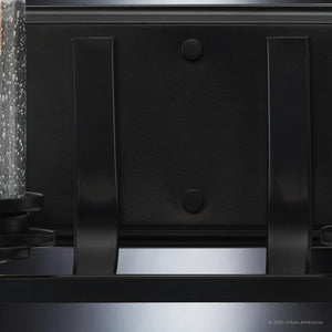 A unique French Country bath vanity light fixture with a Midnight Black finish and two candle holders.