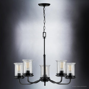 A beautiful UHP3781 French Country Chandelier with clear glass shades.