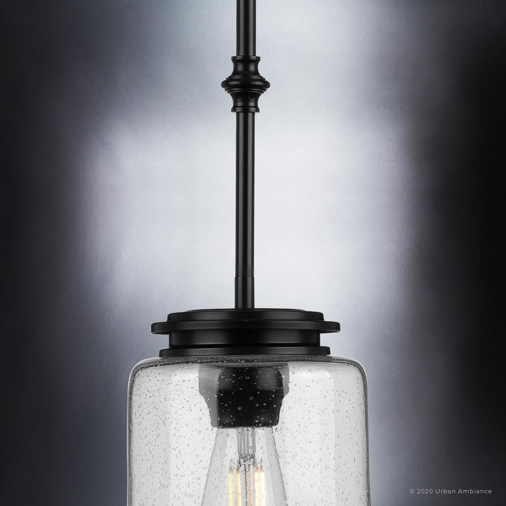 Urban Ambiance Luxury French Country Pendant Light Medium Size 15.875 H x 9.25 W with English Country Style Elements Midnight Black Finish