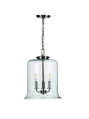 A beautiful pendant light from the Missoula Collection with a clear glass shade.
