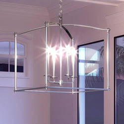 An Urban Ambiance UHP3830 Contemporary Chandelier, 25"H x 19.625"W, with a beautiful brushed nickel finish from the Missoula Collection, featuring four lights hanging in