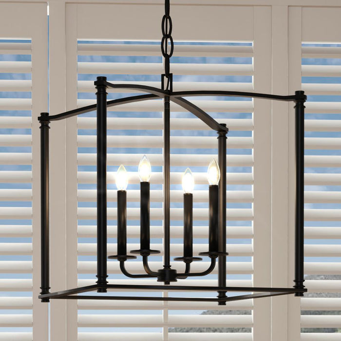 UHP3831 Contemporary Chandelier, 25"H x 19.625"W, Midnight Black Finish, Missoula Collection
