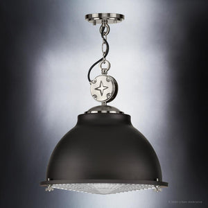 A beautiful pendant lamp from the Kenner Collection by Urban Ambiance hanging on a dark background.