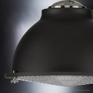 A unique lighting fixture, the UHP3841 Urban Loft Pendant Light features a metal shade and a charcoal finish from the Kenner Collection.