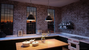 An image of a beautiful kitchen featuring the UHP3841 Urban Loft Pendant Light, 17.625